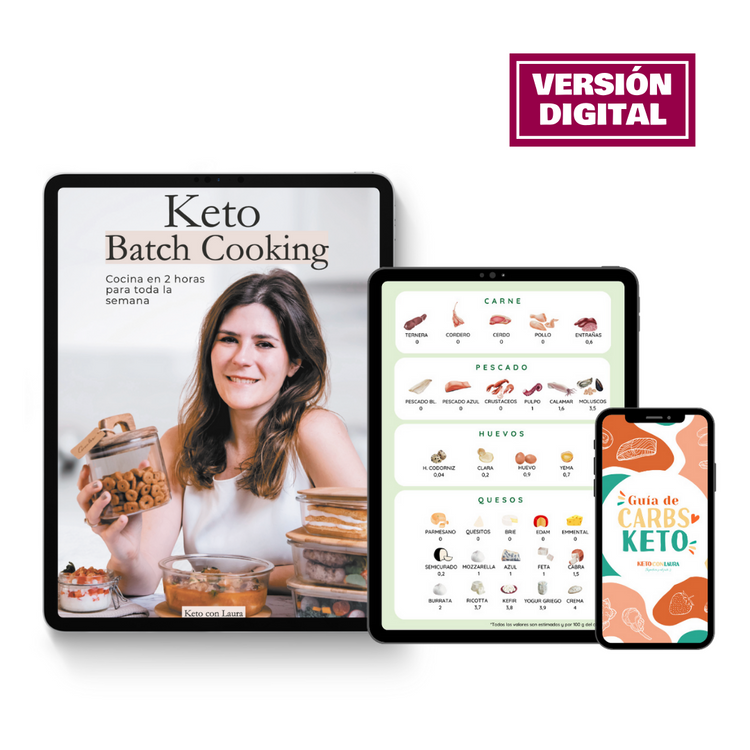 KETO BATCH COOCKING Y GUÍA DE CARBOHIDRATOS KETO + CONVERSIONES Y SUSTITUCIONES (FORMATO EBOOK)